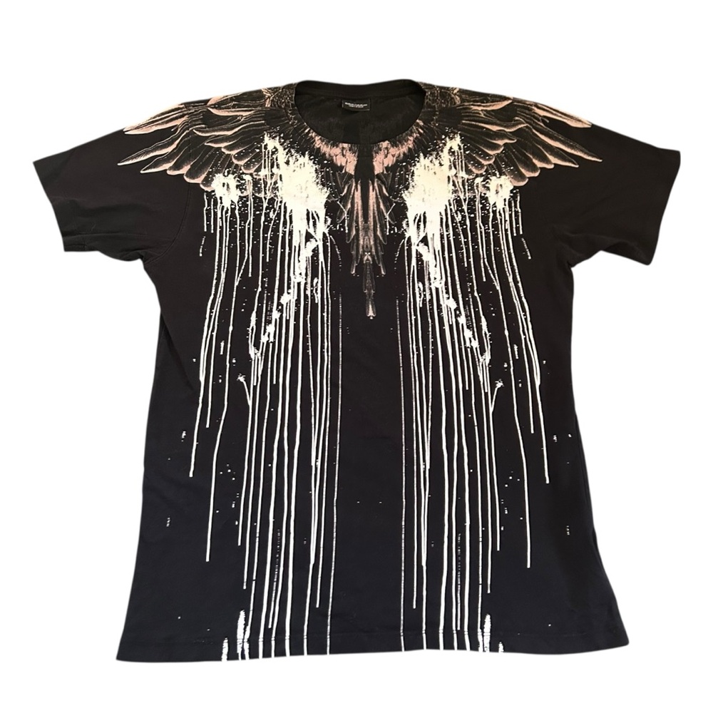 Marcelo Burlon County Of Milan Black Tar Drip Icon Wing Graphic Tee Streetwear S
